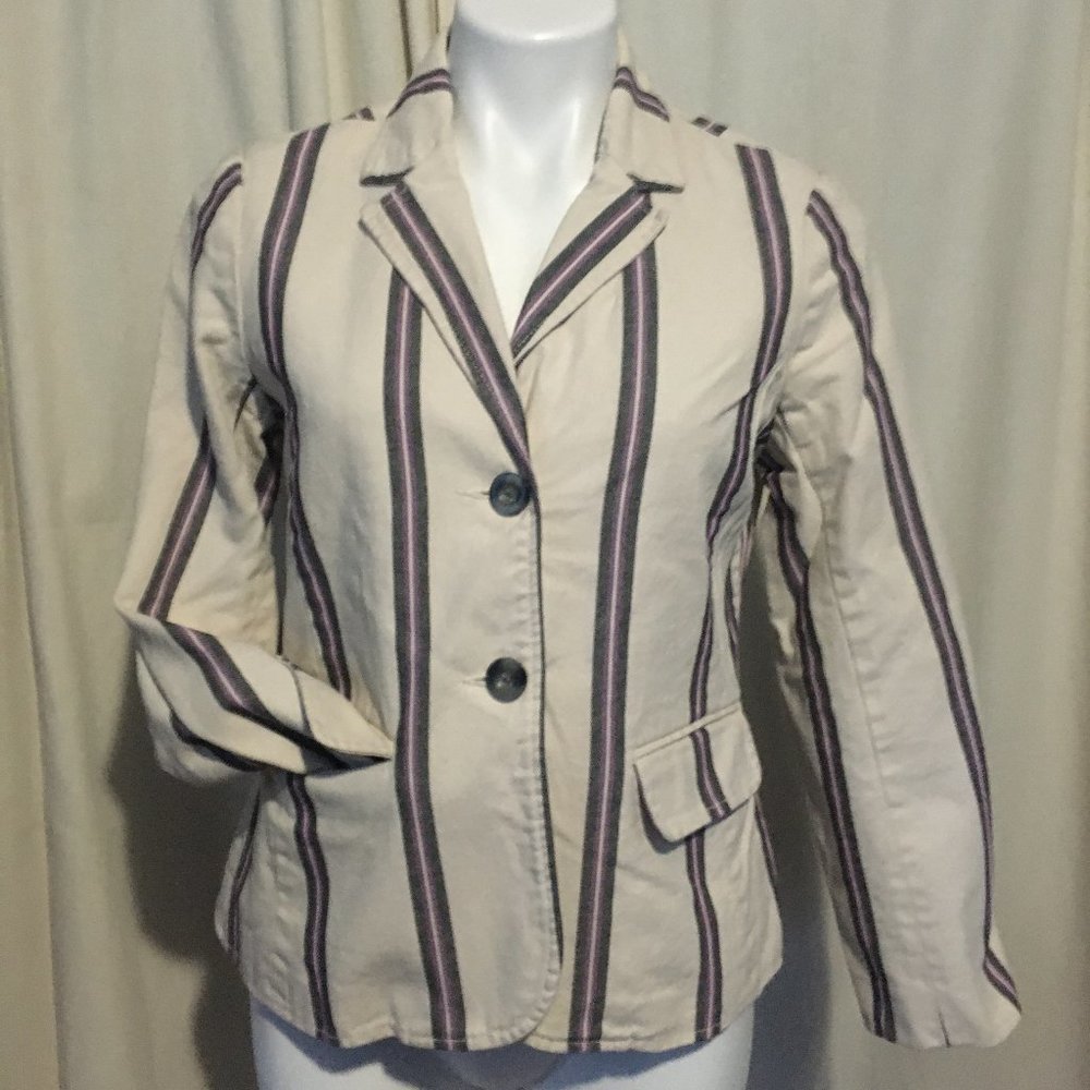 Old Navy Blazer Cream Black Purple Striped Size Med.